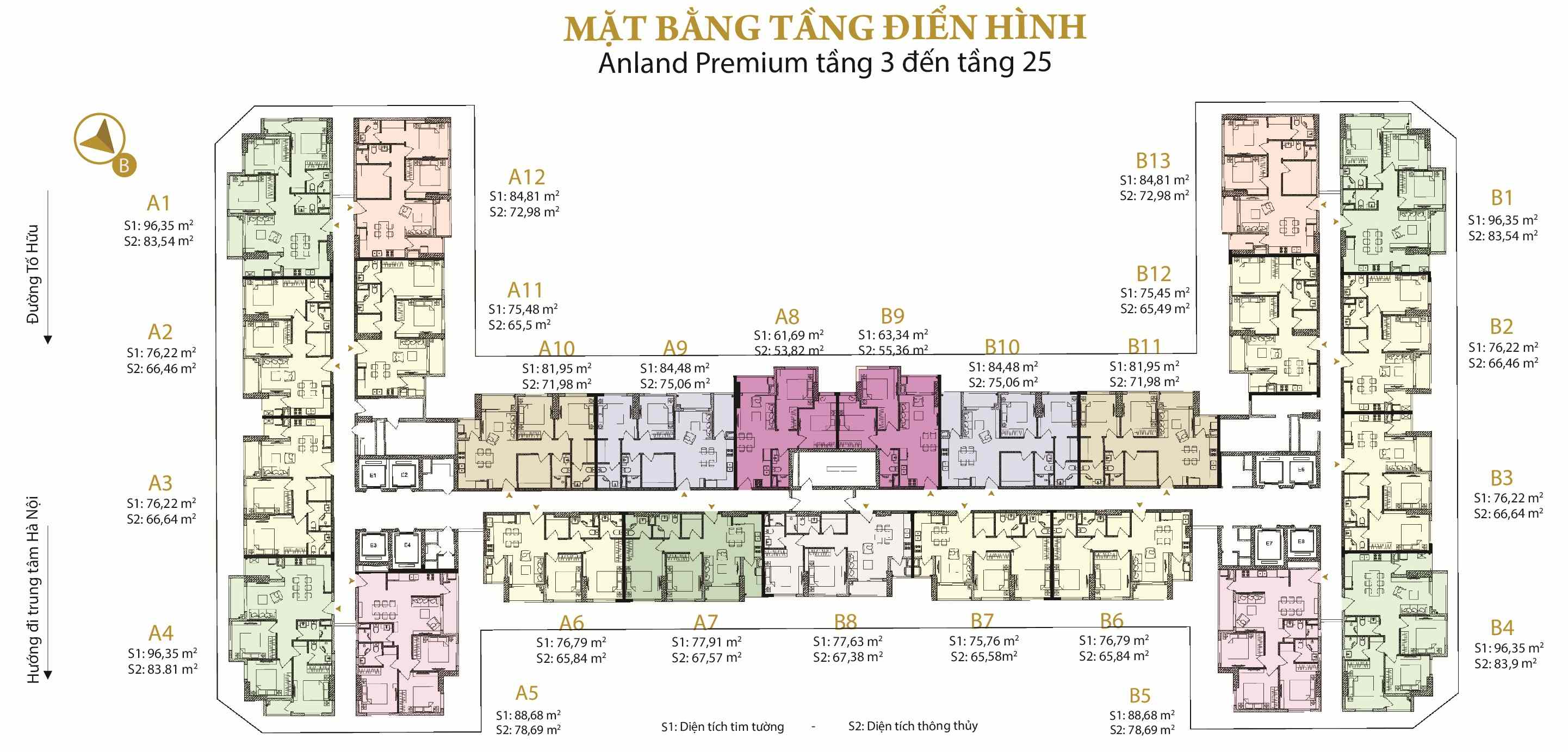 Mặt bằng chung cư Anland Premium